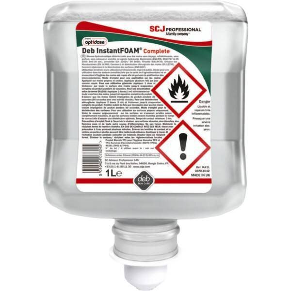 MOUSSE DESINFECTANTE HYDROALCOOLIQUE DEB INSTANTFOAM - CARTOUCHE 1 L