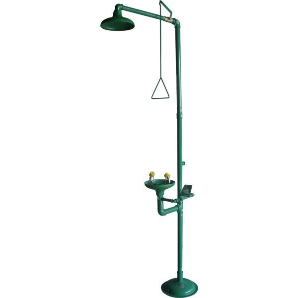 SERIE DL - COMBIN DOUCHE ET LAVEUR D&#39;YEUX Ë COMMANDE MANUELLE VASQUE EN ABS
