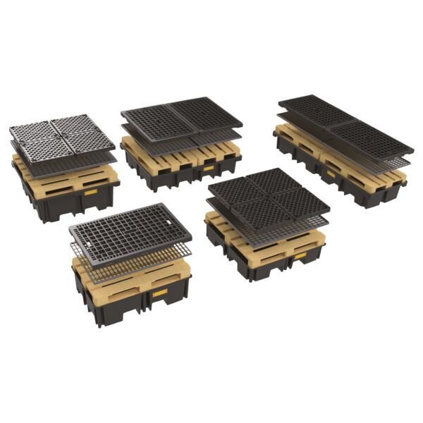 CAILLEBOTIS EN ACIER GALVANISÉ POUR BAC DE RÉTENTION PE POUR FÛT SUR PALETTE - 120X120 CM