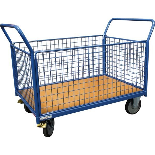 CHARIOT CONTENEUR MODULABLE - 2 DOSSIERS ET 2 RIDELLES - 1200 X 800 MM