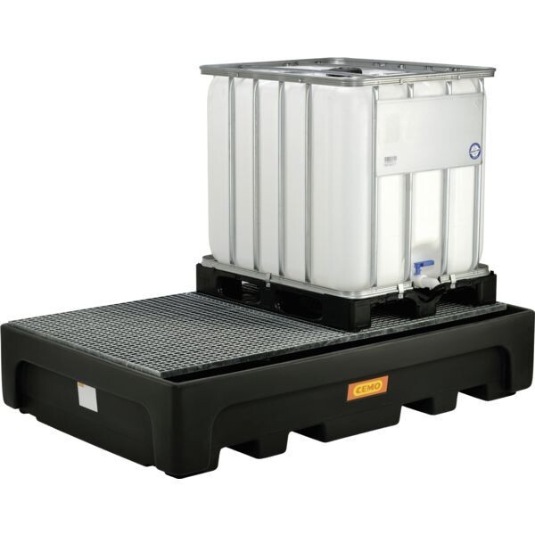 BAC DE RÉTENTION PE POUR 2 CUBITAINERS AVEC CAILLEBOTIS ACIER GALVANISÉ - 1100 L