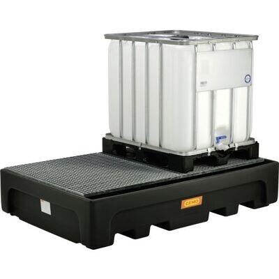 BAC DE RÉTENTION PE POUR 2 CUBITAINERS AVEC CAILLEBOTIS ACIER GALVANISÉ - 1100 L