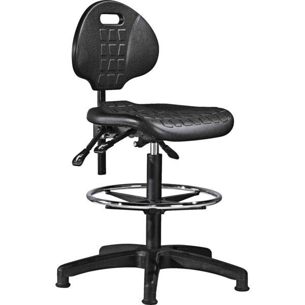 SIÈGE D&#39;ATELIER POLYURÉTHANE - ASSISE FIXE HAUTE AVEC REPOSE-PIEDS