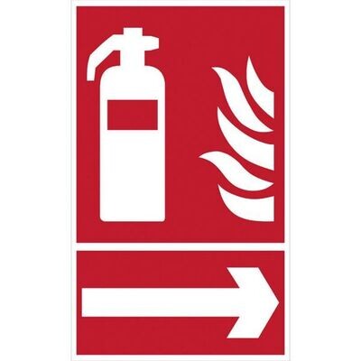 PANNEAU DE PRÉVENTION INCENDIE - EXTINCTEUR FLÈCHE À DROITE