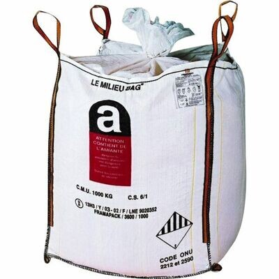 SAC POUR LE STOCKAGE DE L&#39;AMIANTE PULVÉRULENT 910X910X1090MM