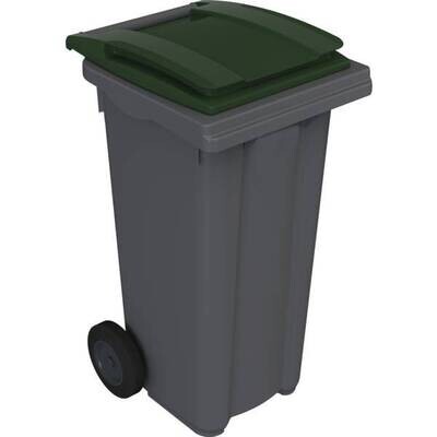 BAC ROULANT 240L CUVE GRISE COUVERCLE VERT