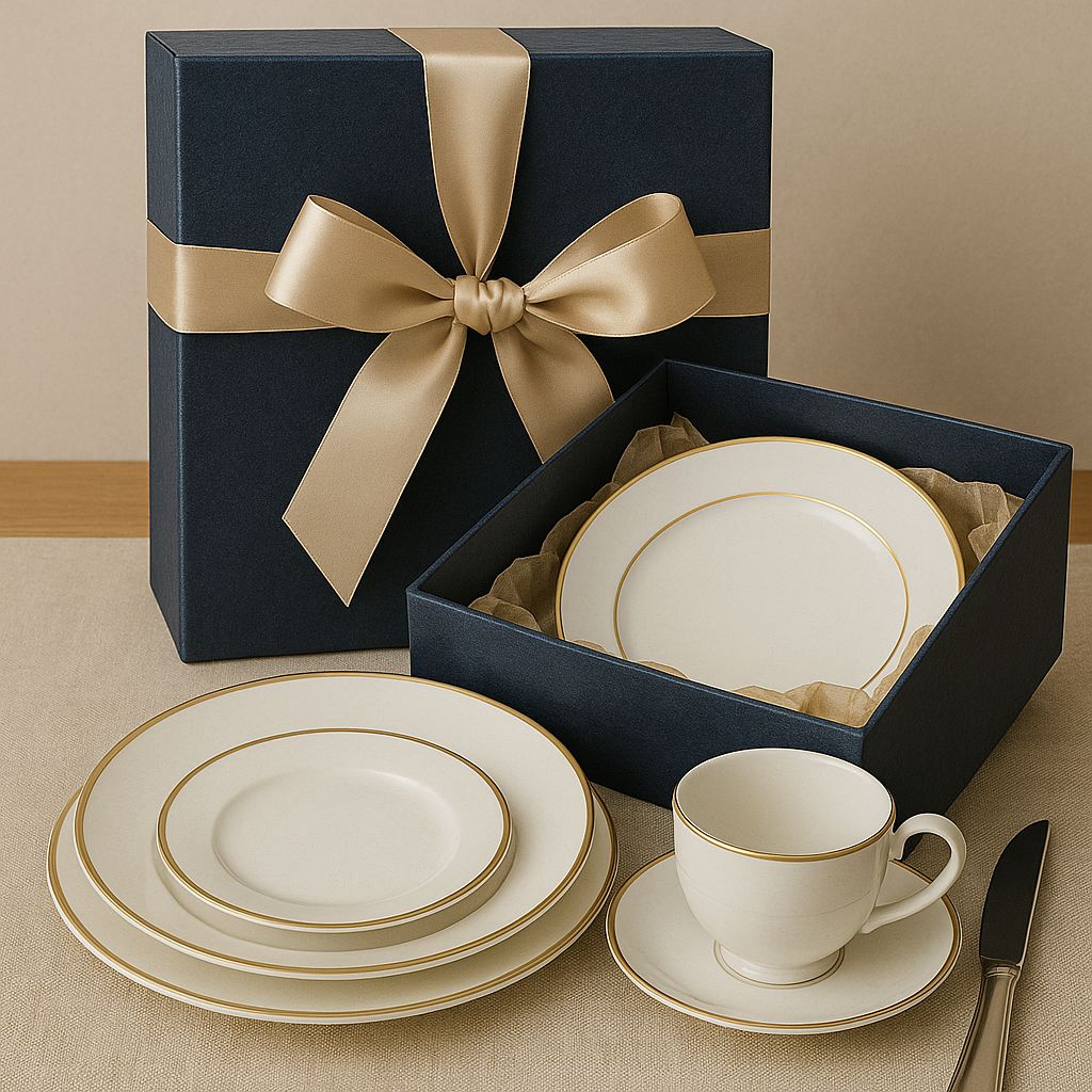 Elegant Gold Dinnerware Gift Set in a Luxury Box