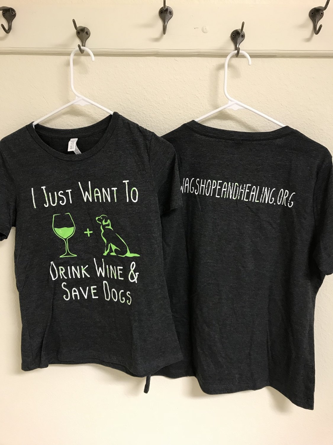 Women's Drink Wine & Save Dogs Round Neck T-shirt
