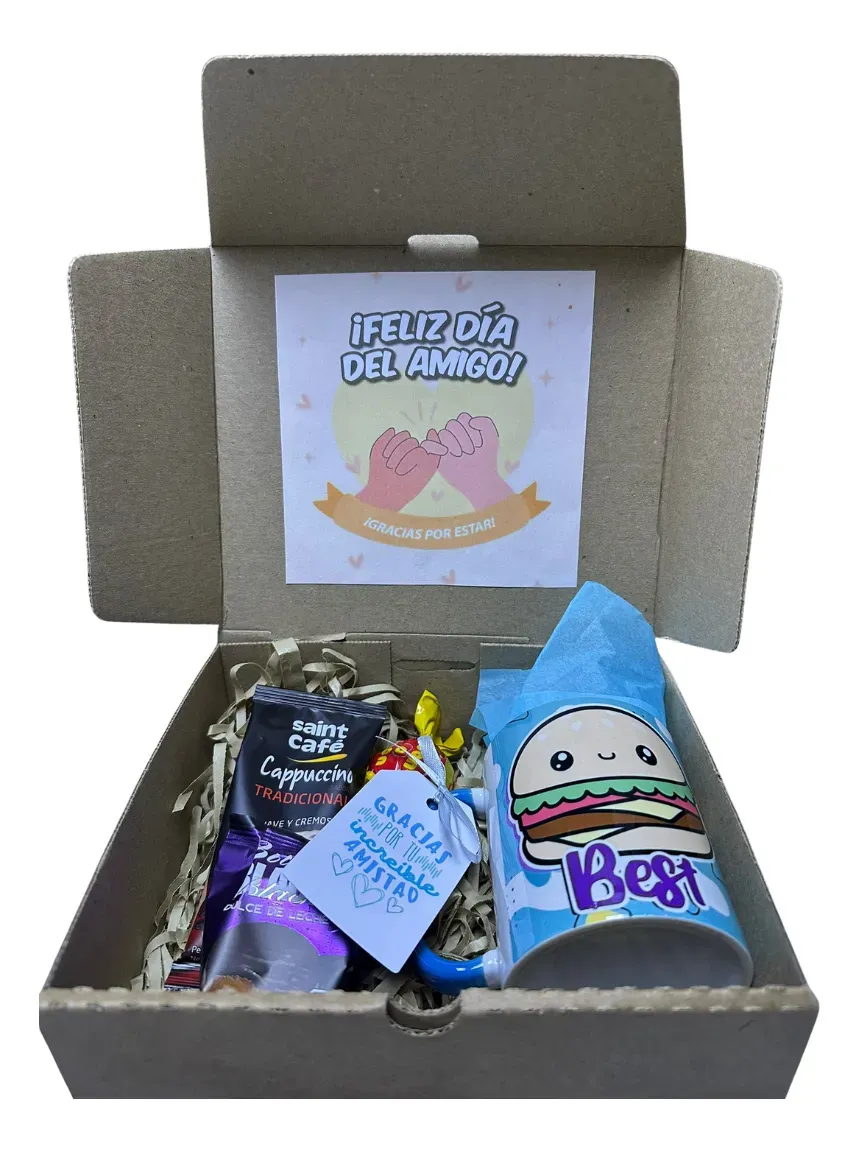 Box Caja Taza + Café Bombón Alfajor Dia Del Amigo Souvenirs