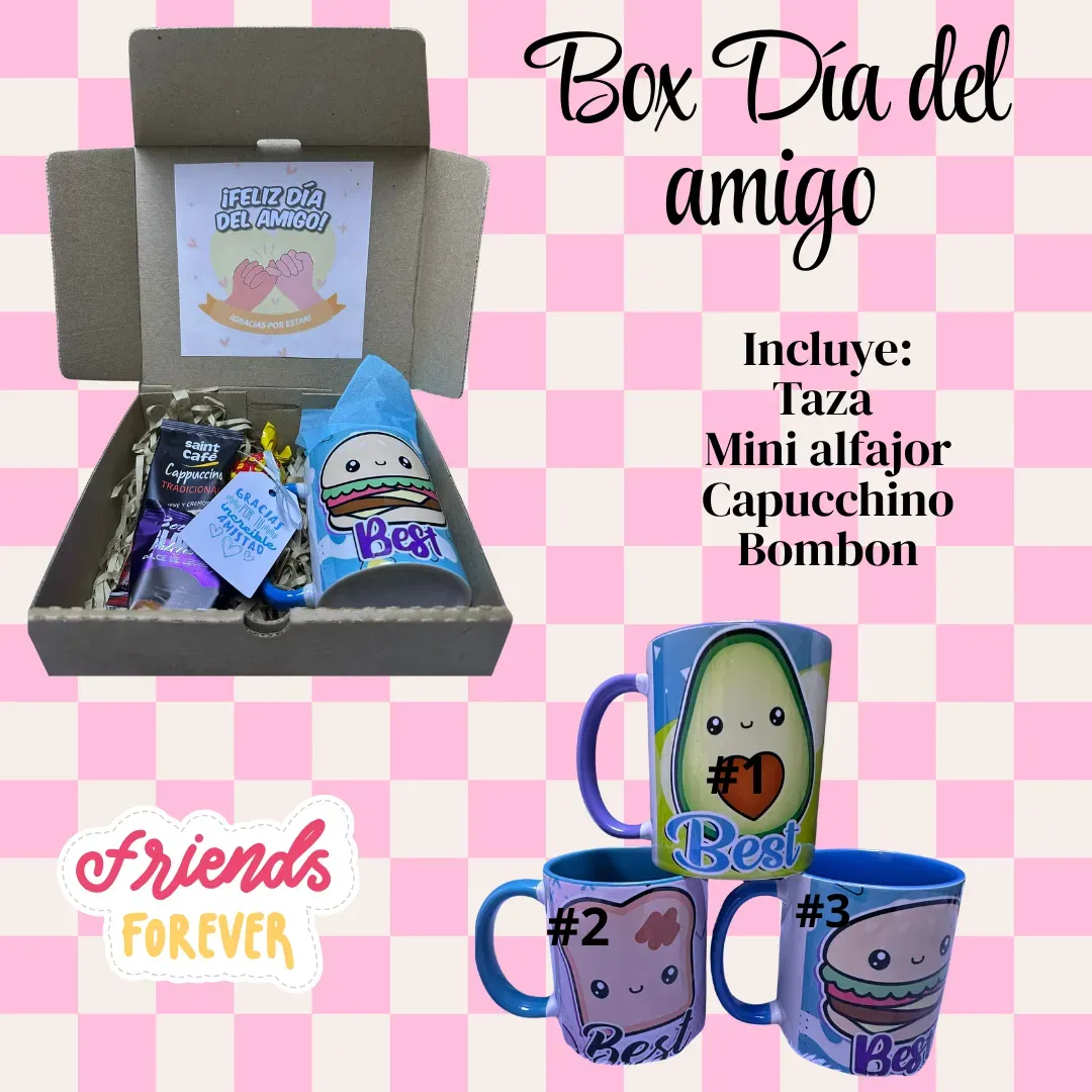 Box Caja Taza + Café Bombón Alfajor Dia Del Amigo Souvenirs