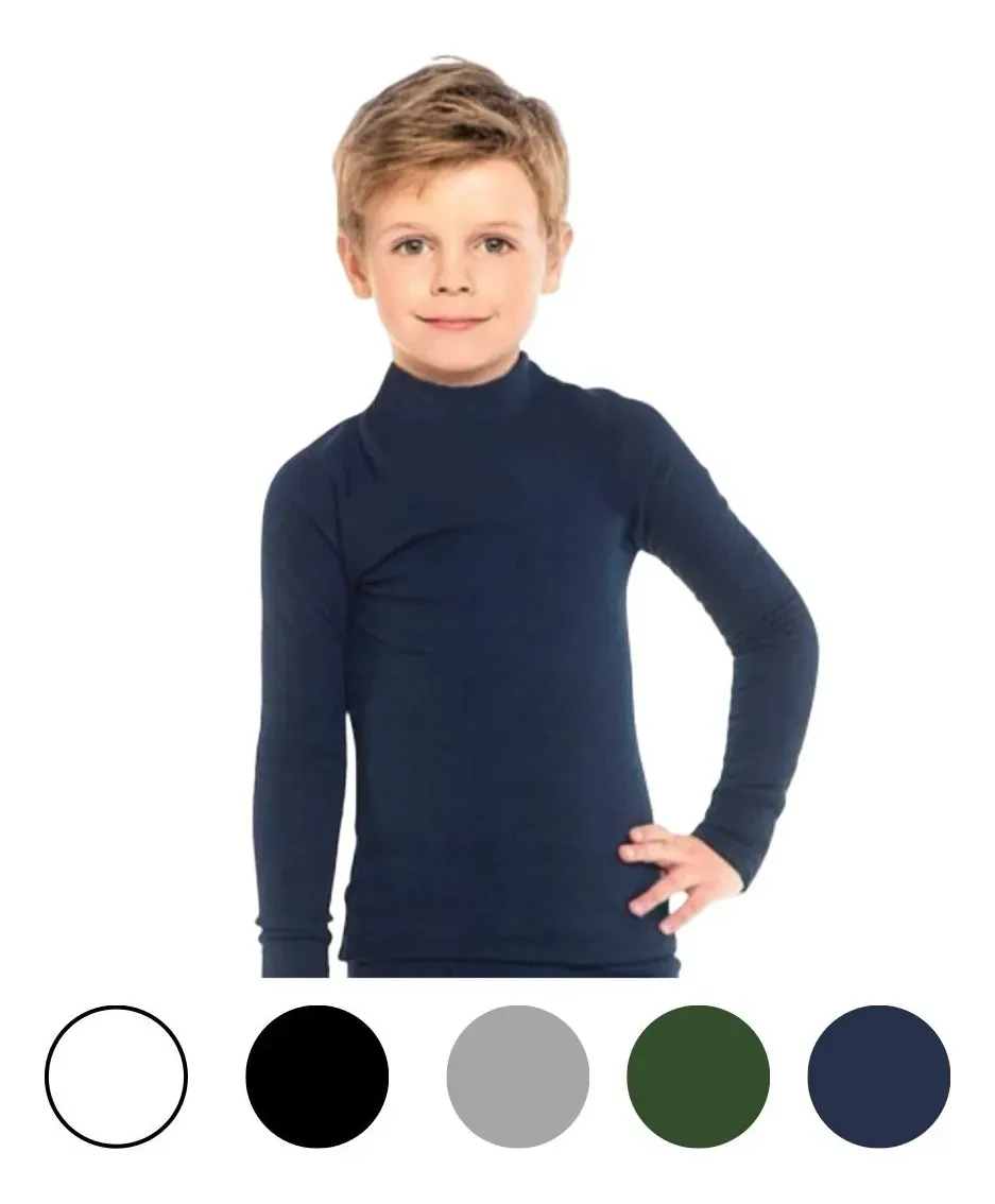 Pack X2 Poleras Afelpadas Térmica Niños Infantil Invierno