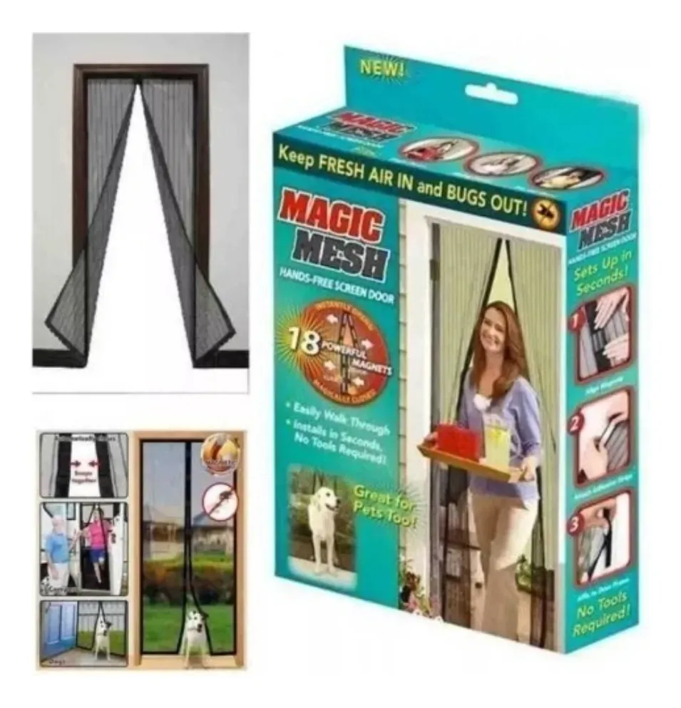 Cortina Mosquitera Magic Mesh Puerta 2.10 M X 1 M Hogar Vera