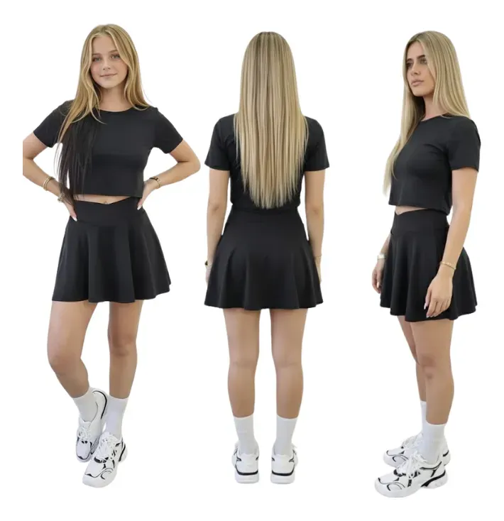 Conjunto Pollera C/short + Remera Corta Verano