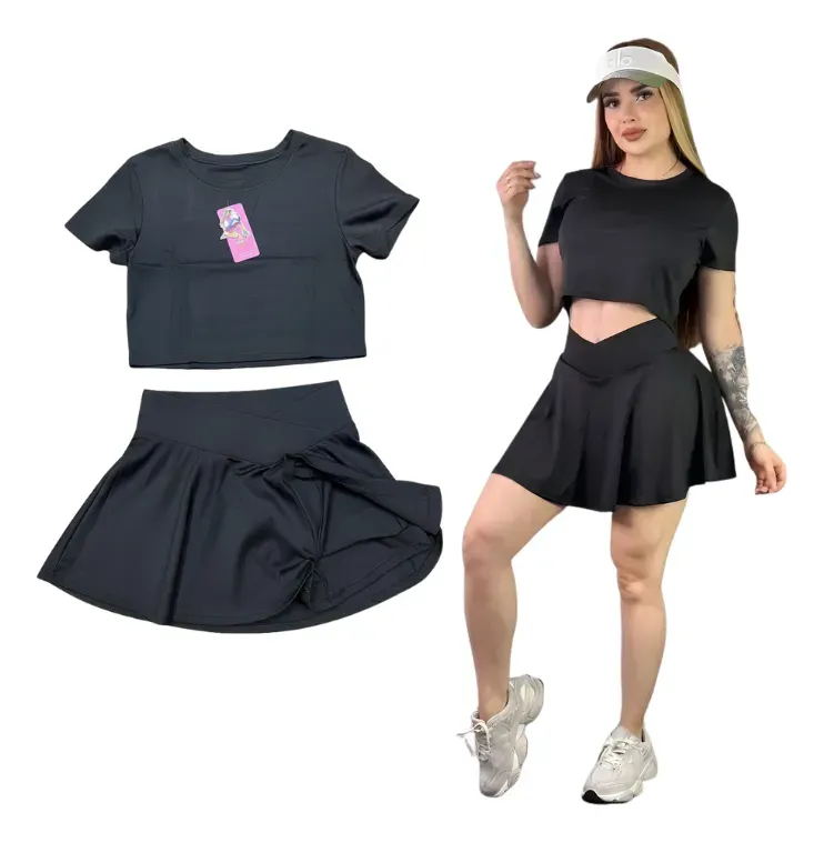 Conjunto Pollera C/short + Remera Corta Verano