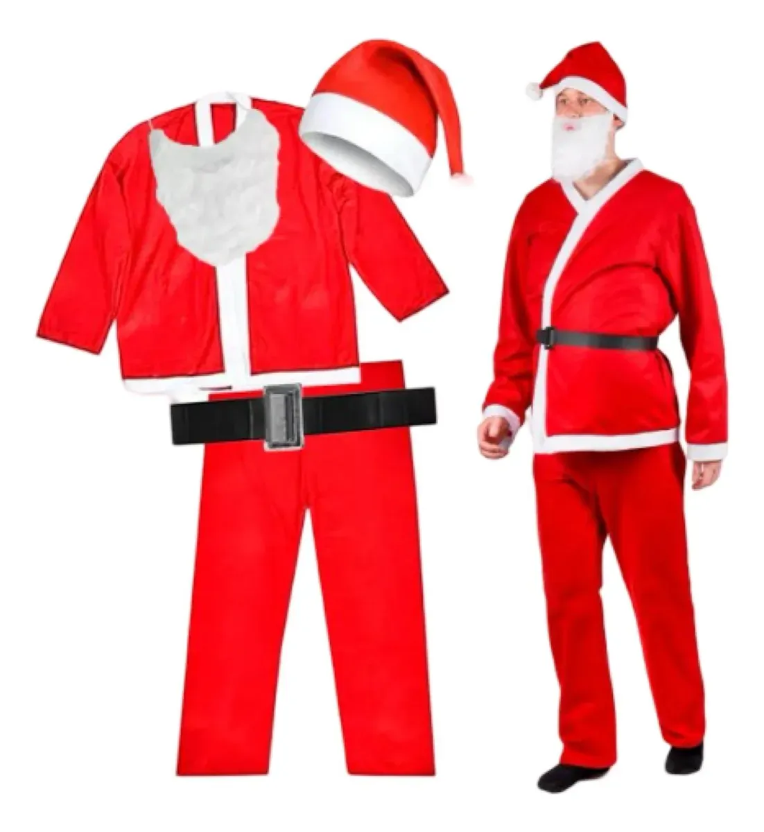 Disfraz Traje Papá Noel Santa Claus Barba Navidad Unisex