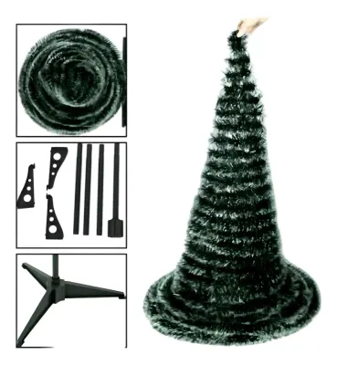 Árbol De Navidad Espiral Plegable Con Puntas Blancas 150cm