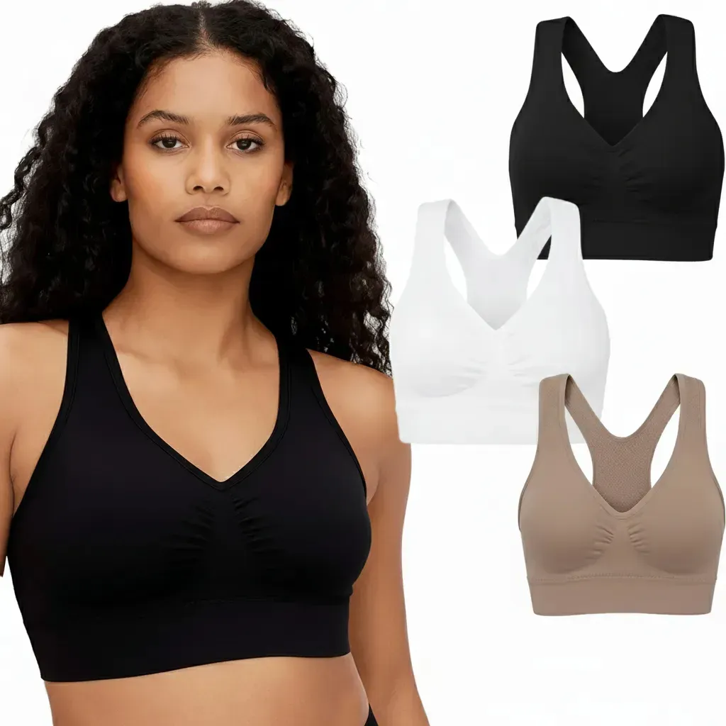 Pack X3 Soutien Corpiño Sport Nadador Premium Sin Costura