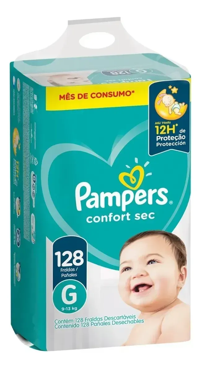 Pack X 128 Unid Pañales Pampers Confort Sec G Grande