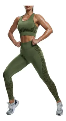 Conjunto Deportivo Top + Calza Levanta Cola Con Frunce