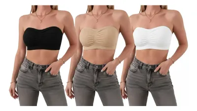Pack X3 Soutien Strapless Transparente C/ Relleno Extraible
