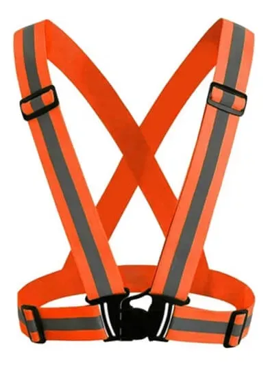 Chaleco Cintas Reflectiva Elástico Tránsito Moto Seguridad Naranja