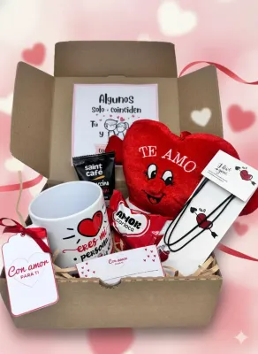 Box Regalo San Valentín Taza Peluche Corazón