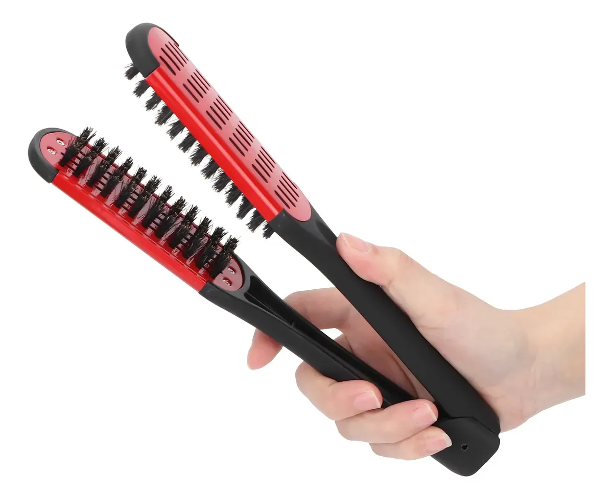 Cepillo Alisador Doble Tipo Pinza Para Brushing Auxiliar Variado