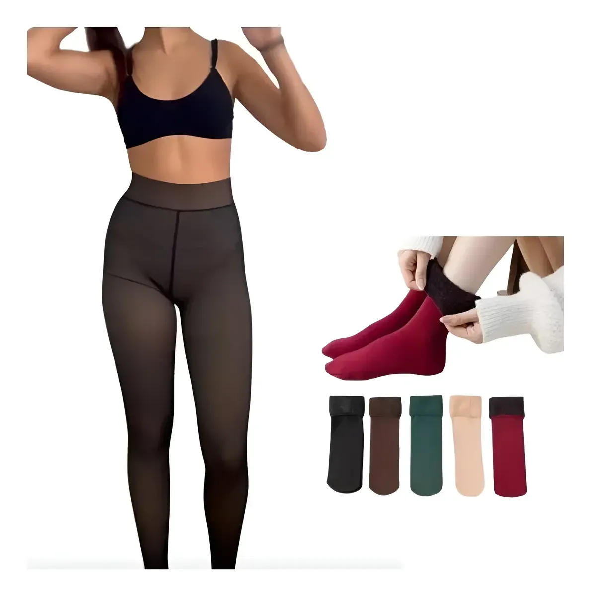 Calza Leggins Can Can Térmica + 2 Pares De Medias Afelpadas