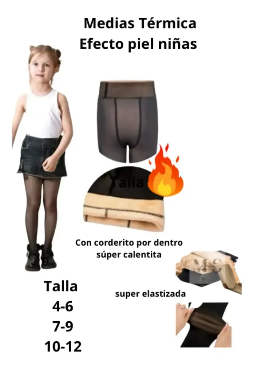 Medias Térmica Para Niñas Efecto Piel