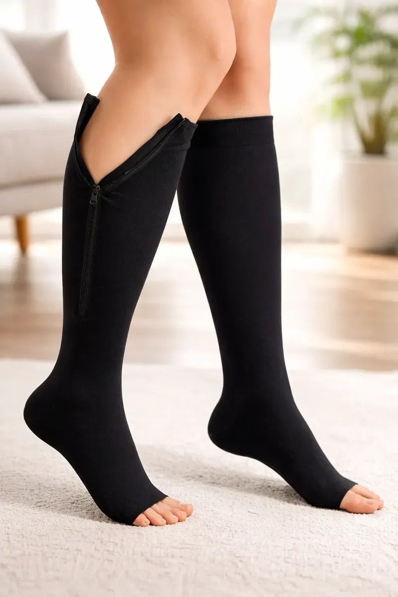Medias calcetines de compresión con cierre para varices