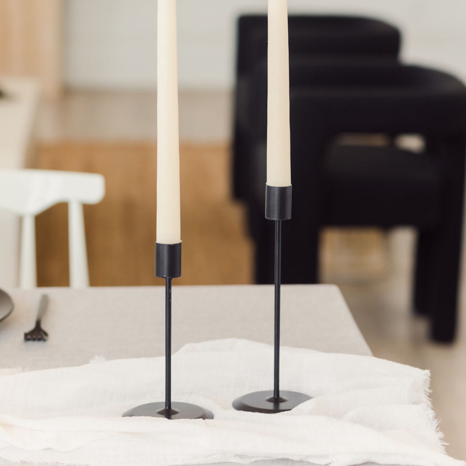 Black Metal Candle Holders (SET OF 2)