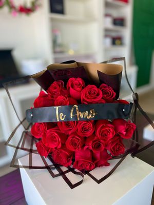 24 Roses Wrapped With Message On Ribbon 🎀 24 Roses Wrapped With Message On Ribbon 🎀