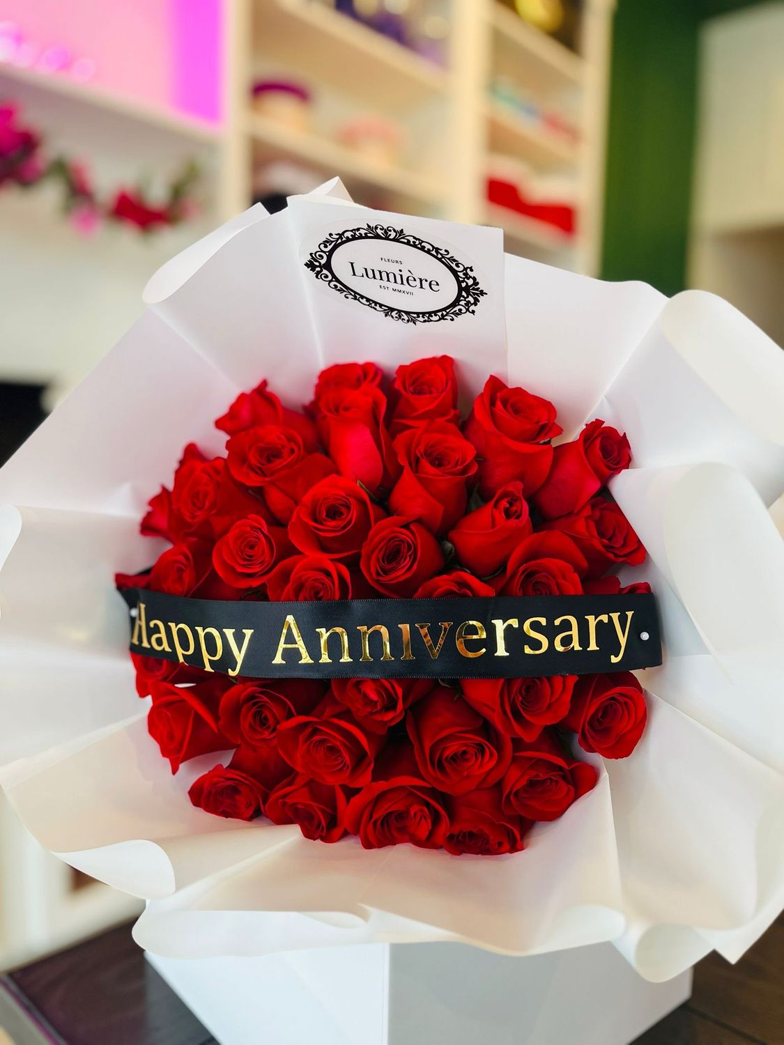 36 Roses Wrapped With Message On Ribbon 🎀 36 Roses Wrapped With Message On Ribbon 🎀