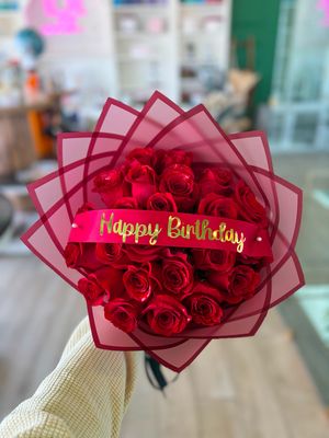 24 Roses Wrapped With Message On Ribbon 🎀 24 Roses Wrapped With Message On Ribbon 🎀
