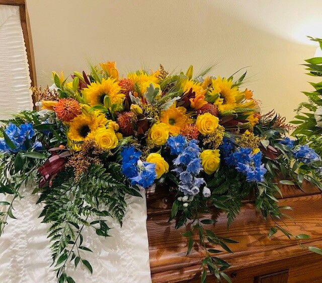 Bright yellow casket piece