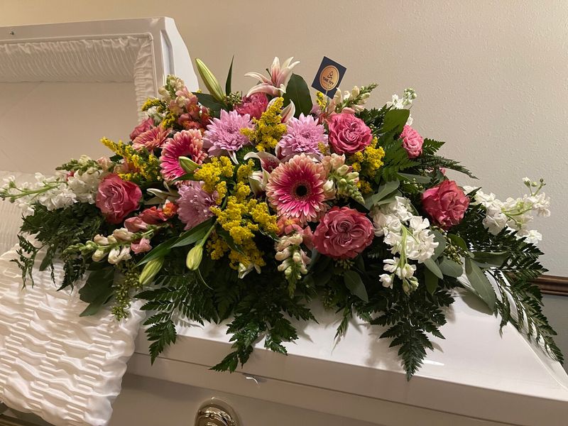 Pink Florals Casket Piece