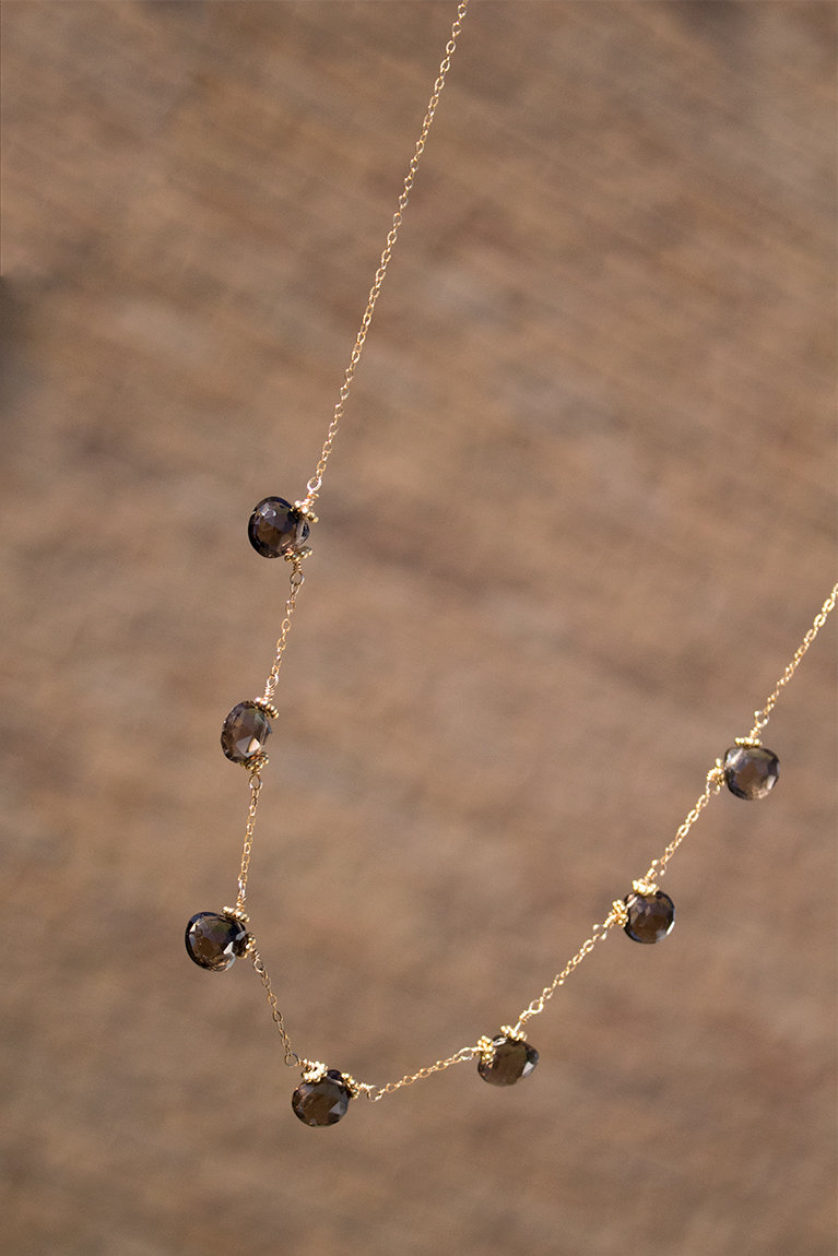 Smokey topaz with 14kt gold-filled chain and clasp