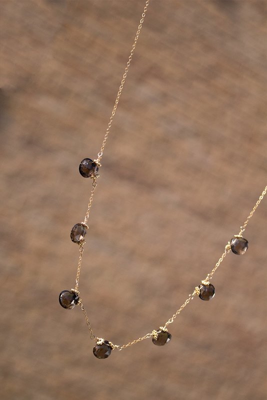 Smokey topaz with 14kt gold-filled chain and clasp