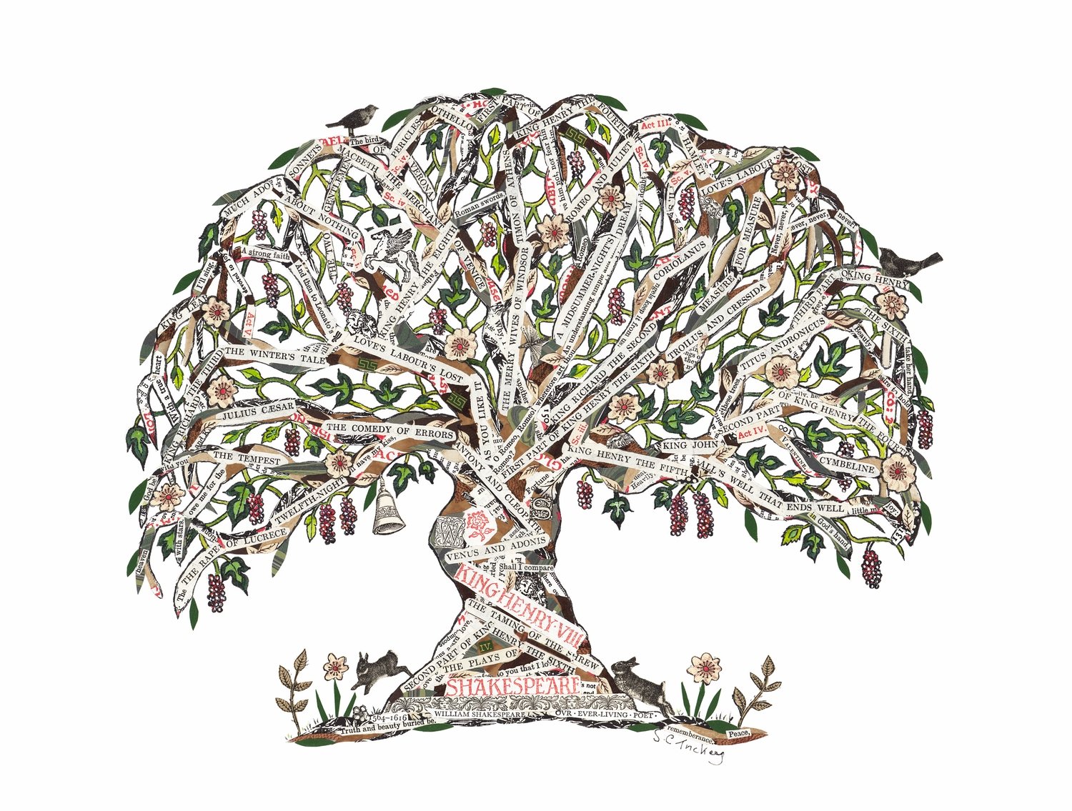Shakespeare Tree  mounted print ( SALE )