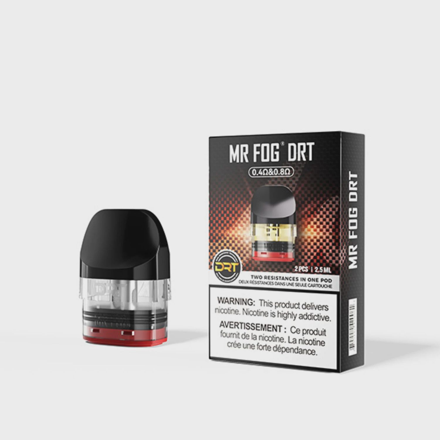 Mr. Fog Refillable Pod (2 Pack), Resistance: 0.4/0.8 ohm