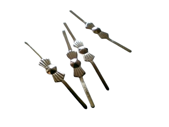 Kokardki, łączniki do łączenia kryształów w kolorze chrom dł 3.2 cm. Komplet 10 szt.