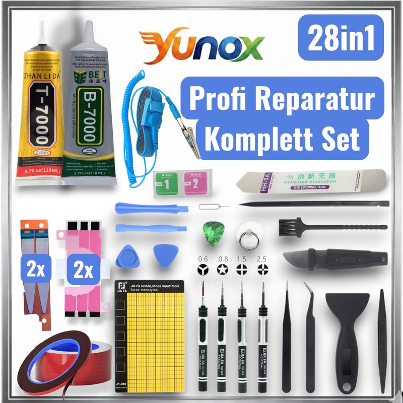 Samsung iPhone Reparatur Set zum Akku & Display reparieren + B7000 T7000 Kleber 110ml