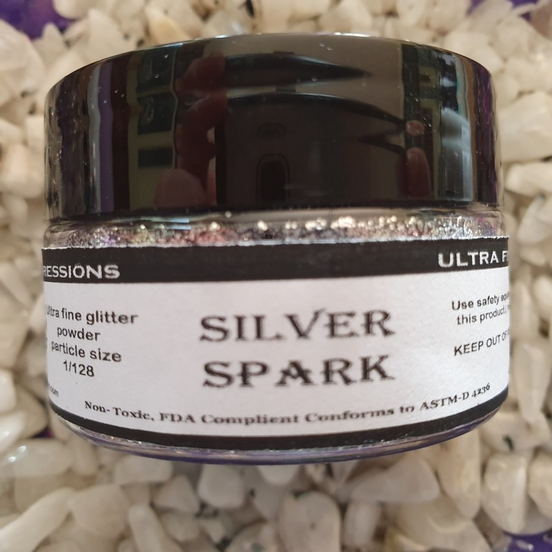  SILVER SPARK ULTRA FINE GLITTER POWDER 20g 1/128 particle  size