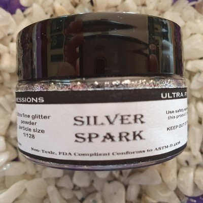  SILVER SPARK ULTRA FINE GLITTER POWDER 20g 1/128 particle  size