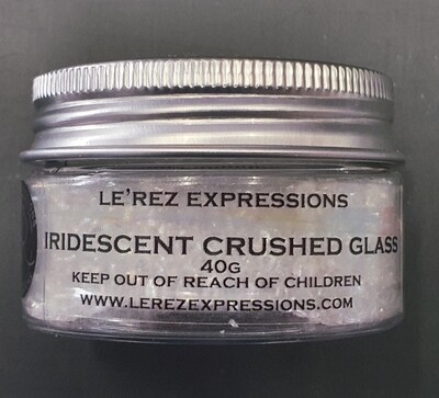 IRIDESCENT CRUSHED GLASS/ fine 1-2mm 40g jar