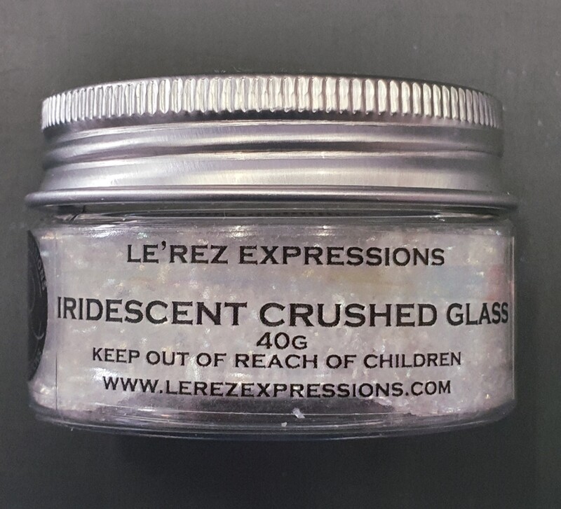 IRIDESCENT CRUSHED GLASS/ fine 1-2mm 40g jar IRIDESCENT CRUSHED GLASS/ fine 1-2mm 40g jar