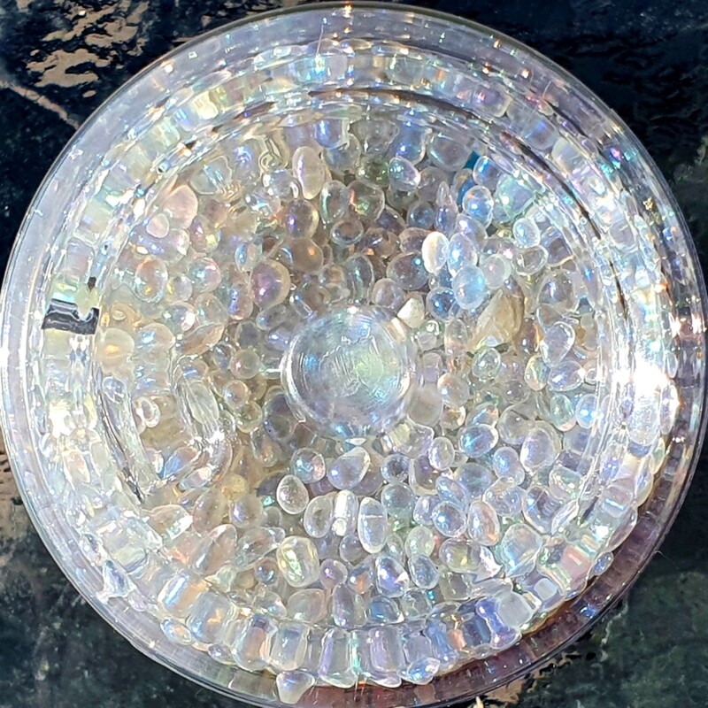 IRIDESCENT GLASS BEADS no hole 3-4mm / 50g 