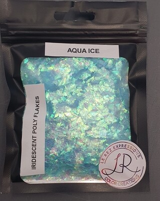 AQUA ICE Iridescent Polyester Flakes 20g window baggie
