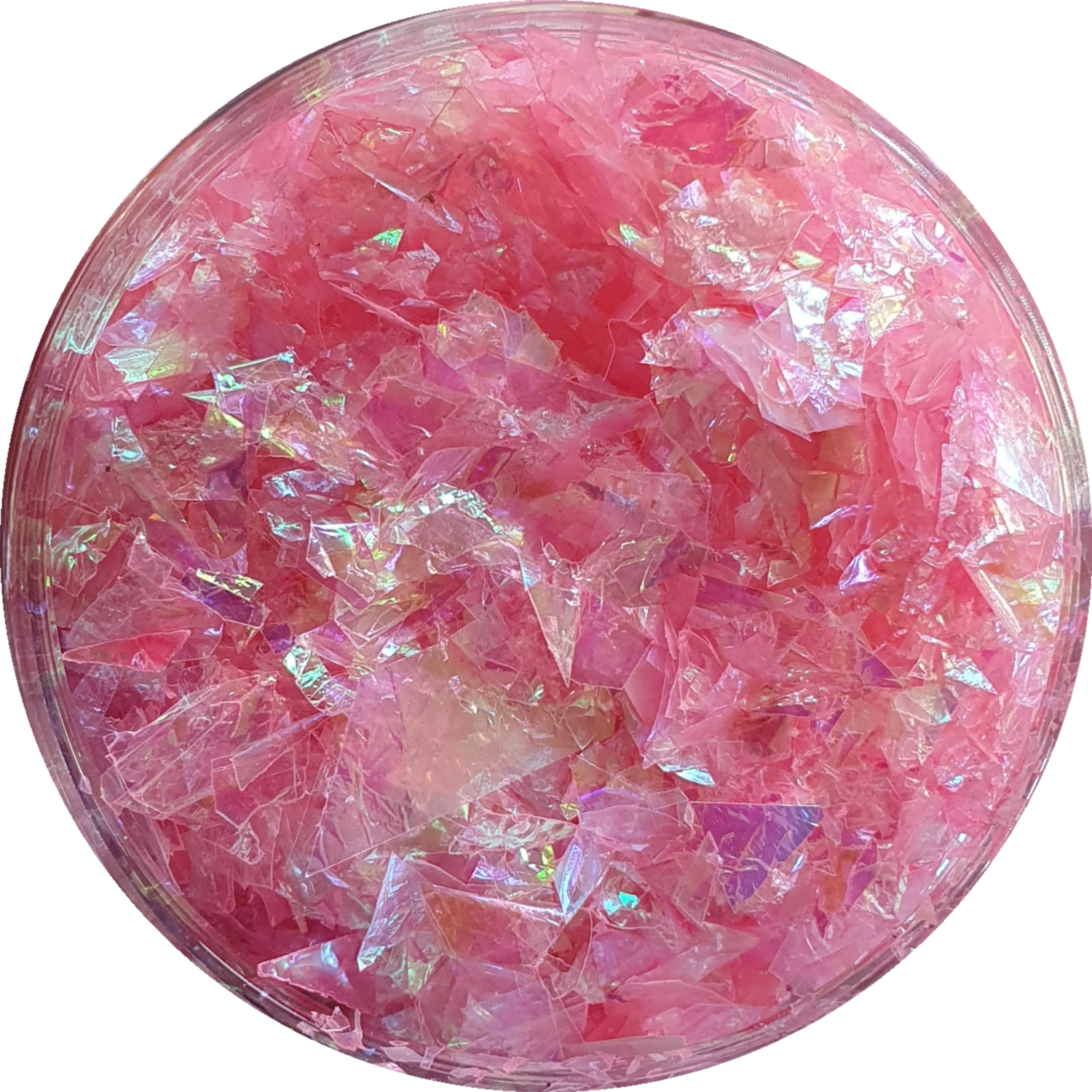 PINK SLUSHY Iridescent Polyester Flakes 20g window baggie