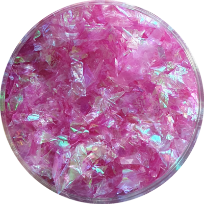 PINK ICE Iridescent Polyester Flakes 20g window baggie